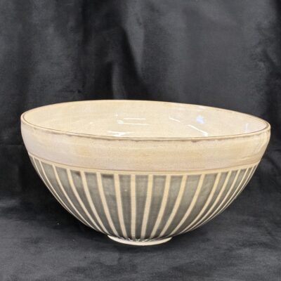 Striped bowl - Thrown stoneware, electric kiln - 24cm x 12cm - by Caroline Berkeley