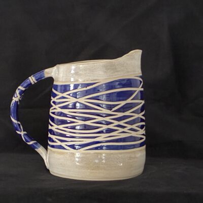 Meander jug - Thrown stoneware, electric kiln - 14cm x 11cm - by Caroline Berkeley
