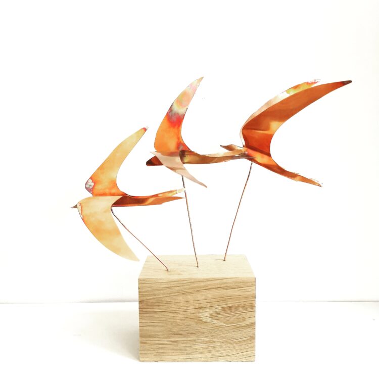 In flight - wire and sheet metal sculpture