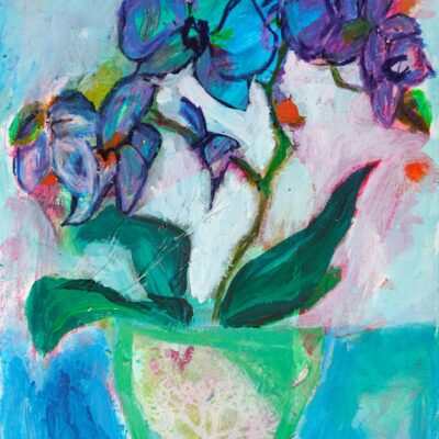 Blue orchid - mixed media - 21x16in - by Katrina Wakefield