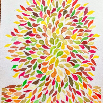 leaf me alone - ink - 30x40 - by Deborah Porter