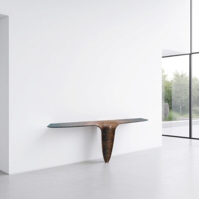 Calixis - Brown Oak and Fumed Oak - 90cm high x 200cm wide x 35cm deep - by Edward Johnson