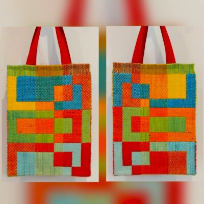 Handwoven bag - Textiles - 29 x 21 x 4 cm plus handles - by Elizabeth Russell
