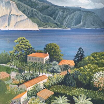 View from Villa Ephrussi - Gouache - 210mm x 148mm - by Fiona Bell Currie