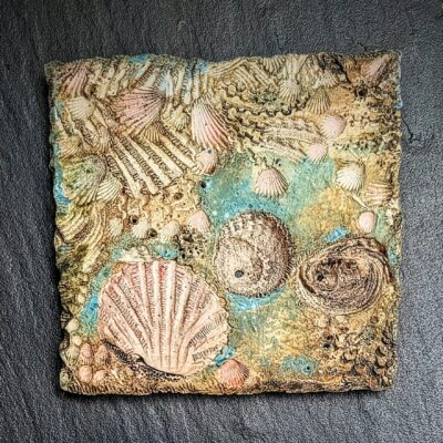 Seashells - Clay Tile - 5x5 inch - by Gina Hankin