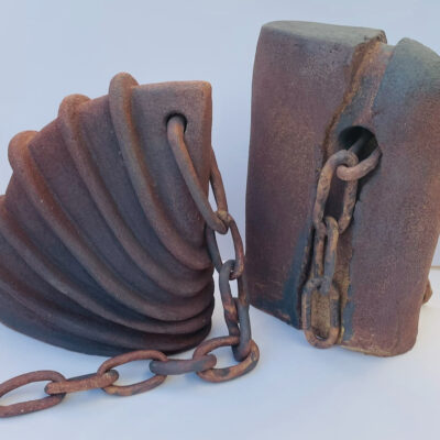 Ironwork - Stoneware ceramic with iron oxide - 38cm - by Christine Burgess