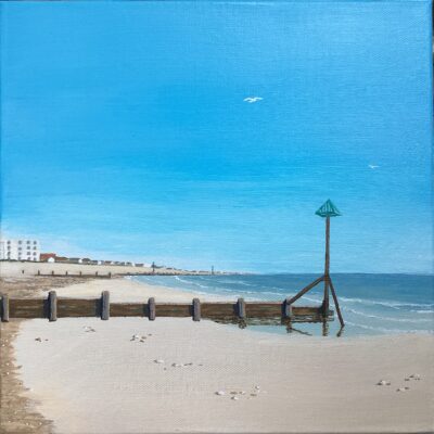 Weather on the Way Triptych Panel 1 - Acrylic on canvas - 25cm x 25cm x 3 - by Sheila Threadgill