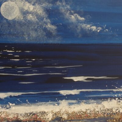 Moonlight Over the Sea - Acrylic - 25cm X 45cm - by Joan Burnett
