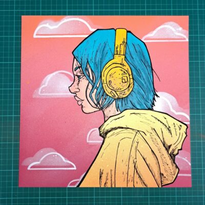 Silence - Spray paint, acrylic paint - 40cm x 40cm - by Ben Cavanagh