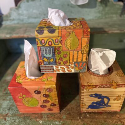 Sarahmaclaughlin2 - Acrylic on wood - Each tissue box 14cm by 14 cm - by Sarah MacLaughlin