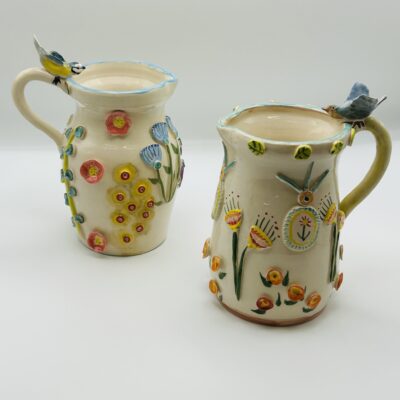 Flower clock - Ceramic - 12inchesx7inches - by Sarah Sykes