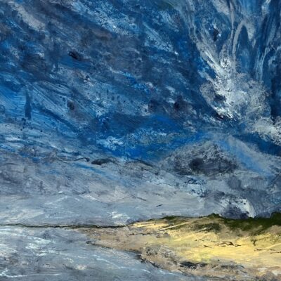 Swirling skies East Head - Mixed media with pastel - 60cms by 43cms - by Pippa Ford