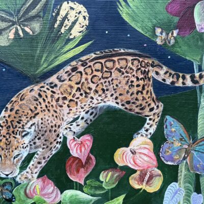 Jaguar Moon - Acrylic and oil on board - 30cm x 20cm - by Rosemary Pocock