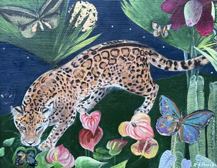 Jaguar Moon - Acrylic and oil on board