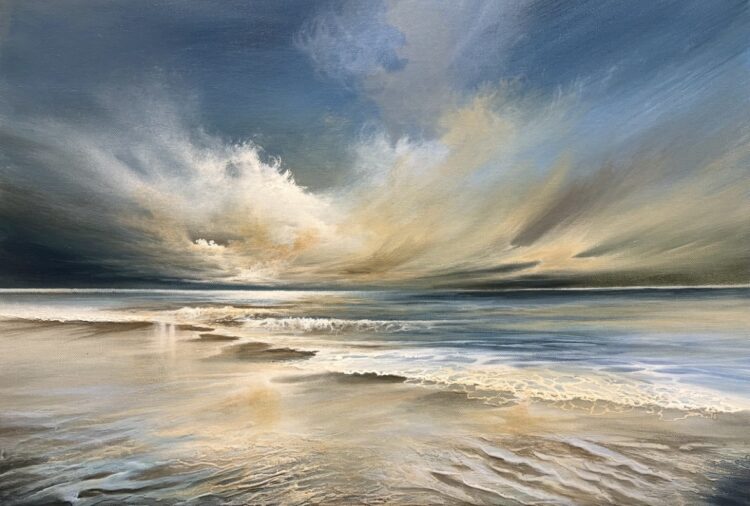 Ember beneath the waves - Acrylic & Mixed-media