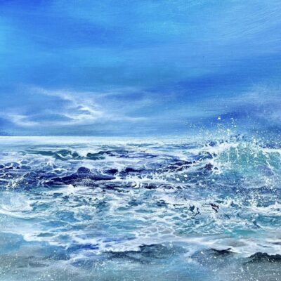 Sapphire soul - Acrylic & mixed media - 20”x20” - by Gaye Clear