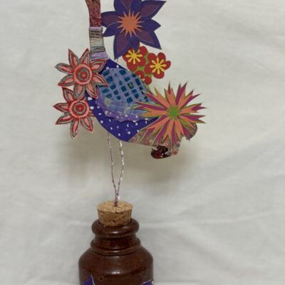 Bird in flower - paper - 20cm - by Julie Pfeiffer Harrington
