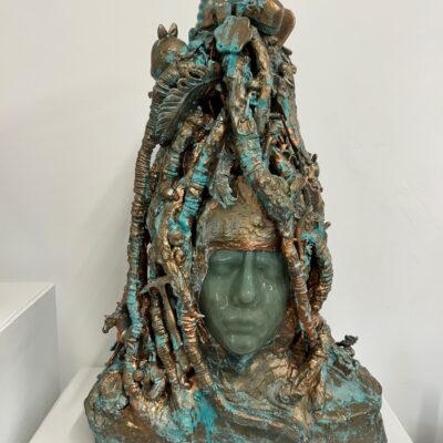 Modern Medusa - Jesmonite and Glass - 60 x 60 x 15 - by Julie Cleverly