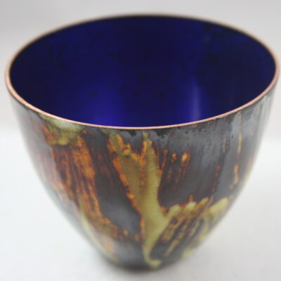 Fire bowl - Enamel on copper - 6 by 6 cms - by Lesley Talbot
