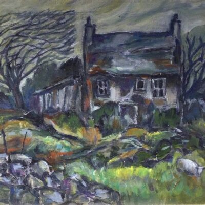 WELSH COTTAGE - Oil on canvas - 20.3 x 28..5 cm - by Jenny King