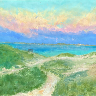 Turquiose dream - oil on board framed - 23inx19in - by Katrina Wakefield