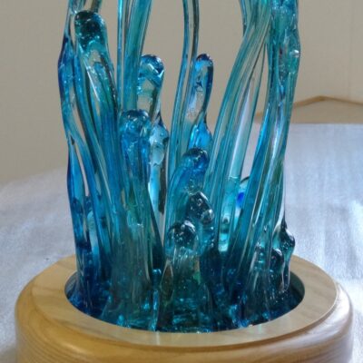 Meltie - Glass and wood - 30cm x 20cm x 20cm - by Lorraine Keeler