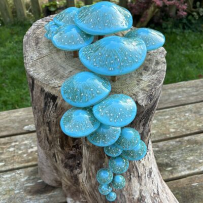Funky Fungi - Glass and wood - 60cm x 50cm x 60cm - by Lorraine Keeler