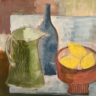 sea/landscape - Acrylic on paper - 20cm x 20cm - by Debs Moran