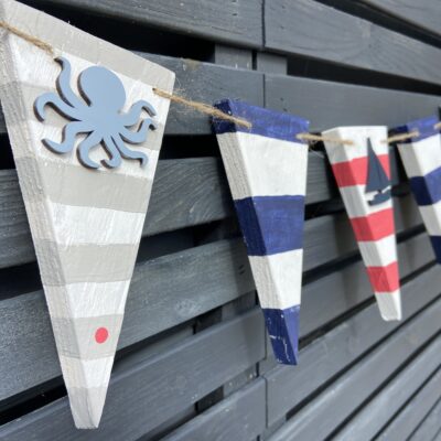 Coastal bunting - Upcycled wooden bunting - Assorted - by Louisa Nicholls