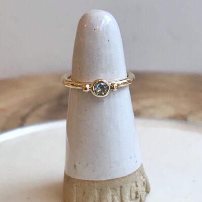 Aquamarine and 9ct yellow gold ring - 9ct yellow gold and Aquamarine - 20mm wide - by Lucy Rawcliffe