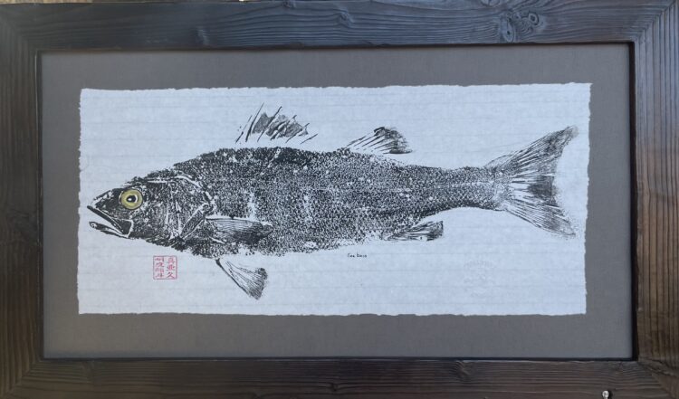 Sea Bass - Acrylic on Rice Paper.