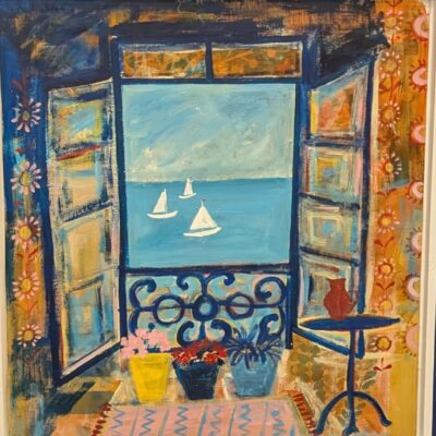 boats at sea - Acrylic on board - 70cm by 80 cm - by Susie Quinlan