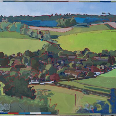 Flying over Charlton - Oil on Linen - 76 x102cms - by Piers Ottey
