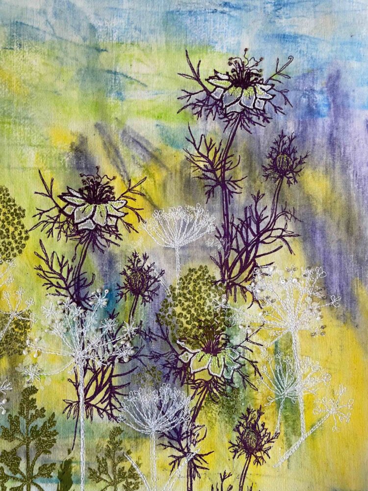 Nigella - Mixed media textile
