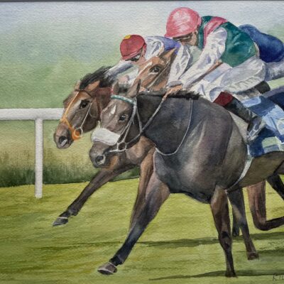 Home Straight - Watercolour - 15 x 16 inches - by Rosy Turner