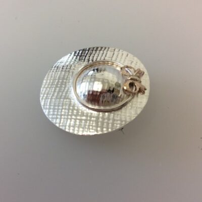 Hat Shaped Brooch - Silver gold decoration - 3cm Diameter - by Sharon Justice
