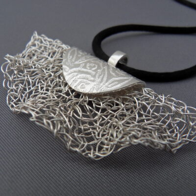 Pendant - Silver on silk cord - 4x3cm - by Sharon Justice