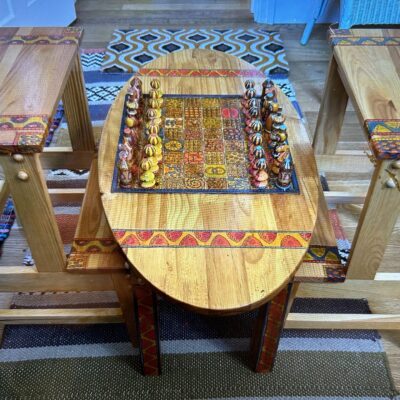 Sarahmaclaughlin3 - Acrylic on wood - Table is 89 cm by 40 cm by 36 cm plus 2 stools/chess pieces and box. - by Sarah MacLaughlin