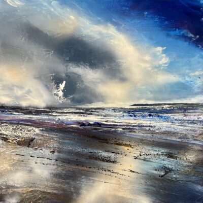 Storm over west Wittering - Oil on canvas - 160x160cm - by Shazia Mahmood