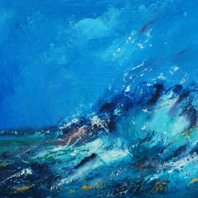 No Swimming Today - Oil on wood panel - 30cm x 30cm - by Susie Olford