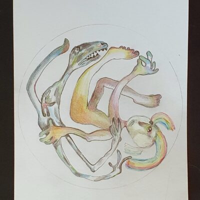 Lilith and Lucifer - Pencil and watercolour on card - 32cm x 23cm - by Sylvia Kopecek