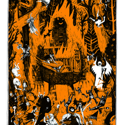 Lord Bonfire - Ink on Cartridge Paper, Digital Colour - A2 - by Warwick Johnson-Cadwell