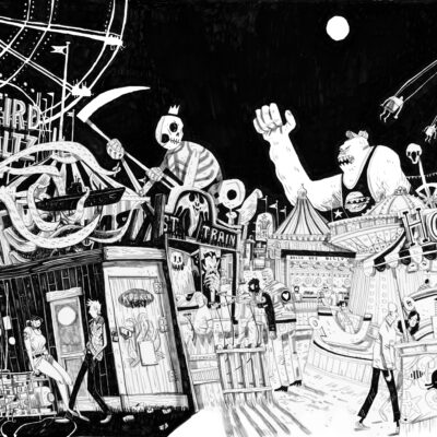 Hoopla - Ink on heavy Cartridge Paper - A1 - by Warwick Johnson-Cadwell