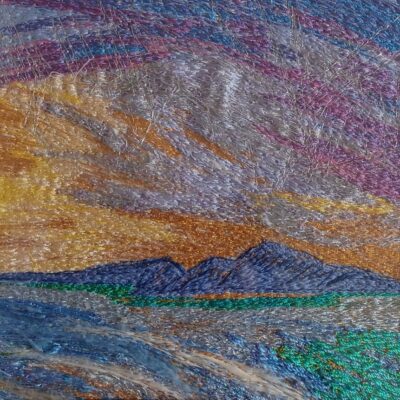 Storm approaching Fuerte Ventura - Machine embroidery  onto painters canvas - 14