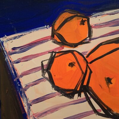 three oranges - acrylic - 20 x 15cm - by Clair Payne