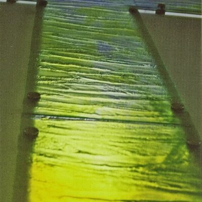 Watford Church Central Cross - Glass slumped - 3m high x 1.5 wide - by Jane Campbell