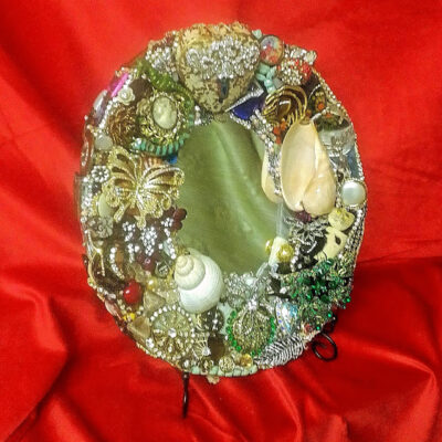 Bejewelled mirror - repurposed jewellery and mirror - 30cmx 15cm - by Lulu Willis
