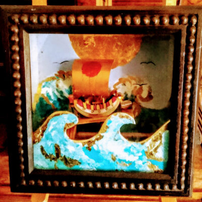 Boat Mechanical Automata - assemblage/ repurposed objects - 30cm x 30cm x 8cm - by Lulu Willis