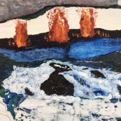 Fire and Ice - mixed media on board - 51x41 cms - by Rose Gough