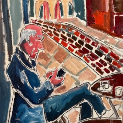 Nice weather isn’t it? - Charcoal and oil paint - 2”x1.5 - by Samuel McGann